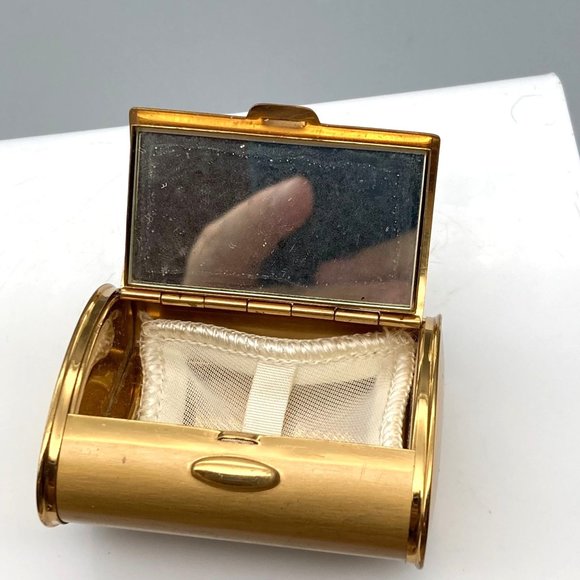 RARE MCM Bolster Powder Compact, Elegant Brushed Gold Tone Glam with Mirror - Picture 3 of 5